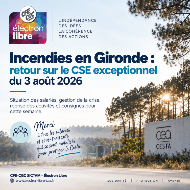 Lire la suite à propos de l’article Incendies en Gironde : retour sur le CSE exceptionnel de ce lundi 3 août 2026